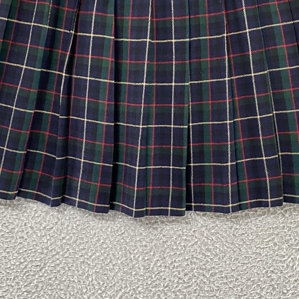 Talbots Vintage Skirt Womens 12 Plaid Wool Pleated Knee Length Made In USA 90s - Picture 3 of 13